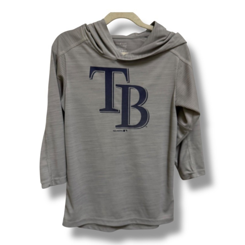 MLB Tampa‎ Bay Rays Kids Gray Performance Hoodie 3/4 Sleeve Pullover Size 4/5